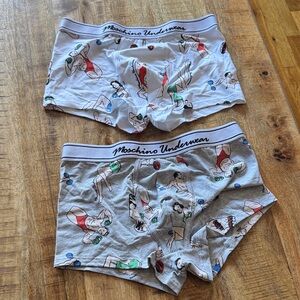 Moschino Men's Boxer Briefs - White and Gray muscle men and pin up girls print